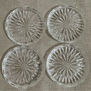 4 - Vintage Blown Glass Coasters, Starburst, Highlights Plain by Princess House